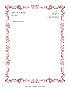 Hearts And Filigree Letterhead Template