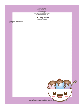 Ice Cream Sundae Letterhead Letterhead Template