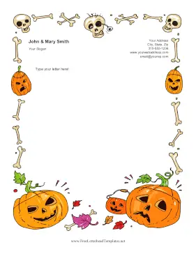 Jack-O-Lanterns And Skulls Letterhead Template