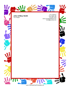 Kid Handprints Letterhead Letterhead Template