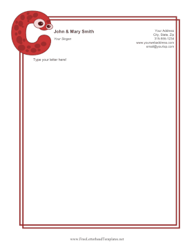 Kids Monogram C Letterhead Template