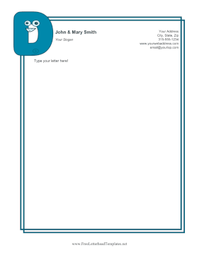 Kids Monogram D Letterhead Template