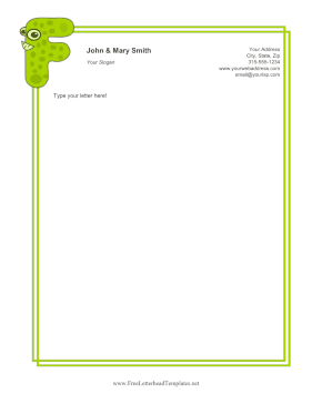 Kids Monogram F Letterhead Template