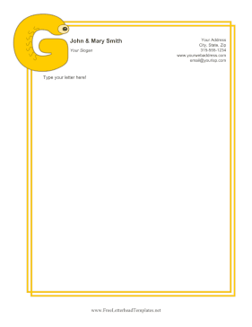 Kids Monogram G Letterhead Template