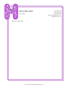 Kids Monogram H Letterhead Template