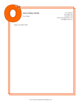 Kids Monogram O Letterhead Template