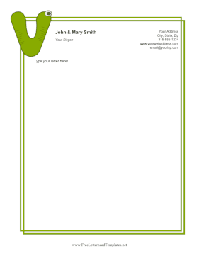 Kids Monogram V Letterhead Template