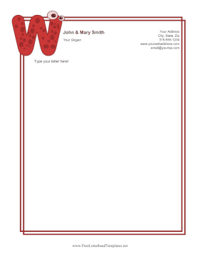 Kids Monogram W Letterhead Template