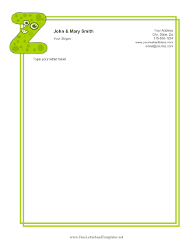 Kids Monogram Z Letterhead Template