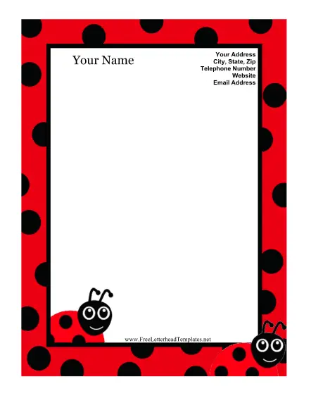 Ladybug Kid Letterhead Letterhead Template