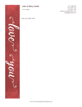 Love You Letterhead Letterhead Template