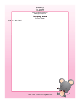 Mouse Pink Letterhead Letterhead Template