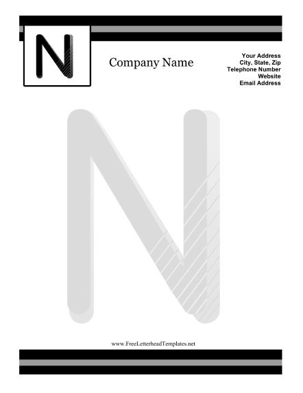 N Monogram Letterhead Letterhead Template