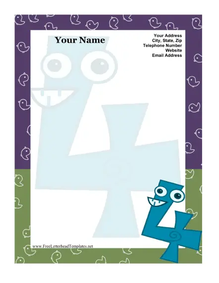 Number 4 Kid Letterhead Letterhead Template