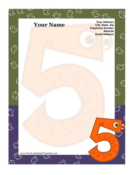 Number 5 Kid Letterhead Letterhead Template