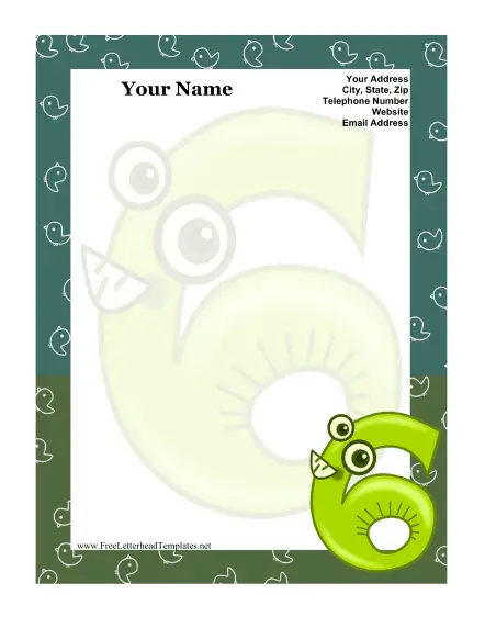 Number 6 Kid Letterhead Letterhead Template