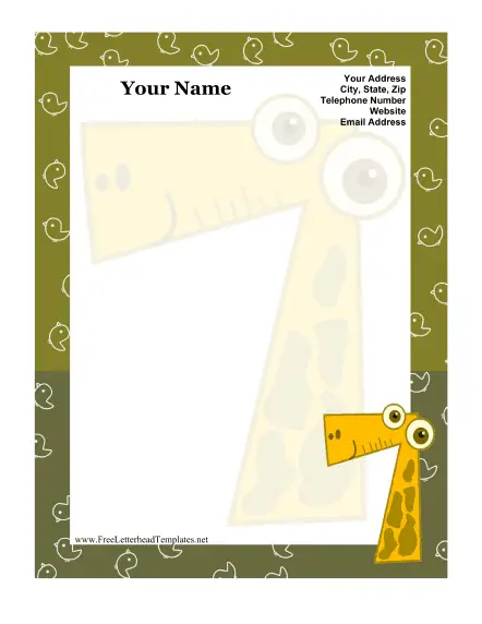 Number 7 Kid Letterhead Letterhead Template