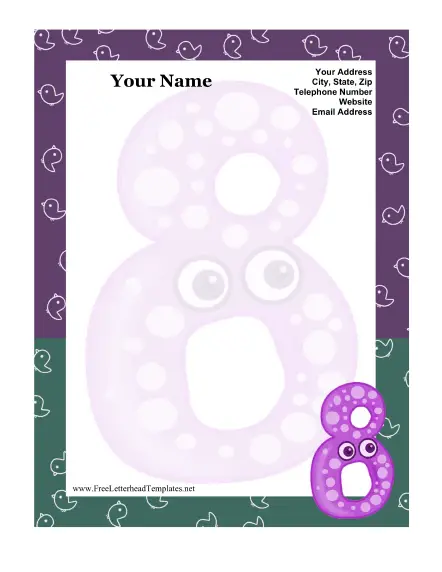 Number 8 Kid Letterhead Letterhead Template