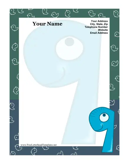 Number 9 Kid Letterhead Letterhead Template