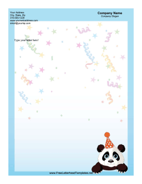 Panda Bear Party Letterhead Letterhead Template