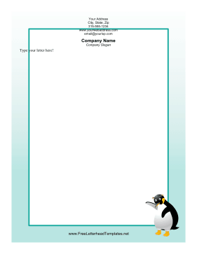 Penguin Blue Letterhead Letterhead Template