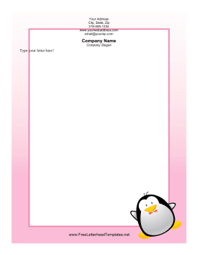 Penguin with Bowtie Letterhead Letterhead Template