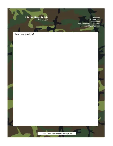 Camouflage Personal Letterhead Letterhead Template