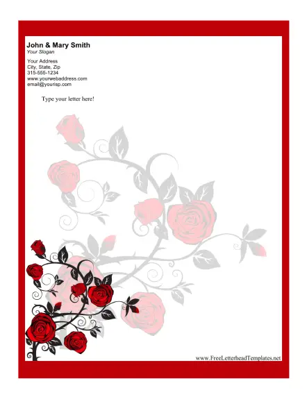 Roses Letterhead Letterhead Template