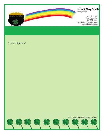 Saint Patrick's Day Letterhead Letterhead Template