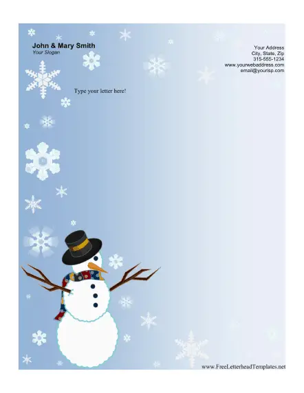 Snowman Personal Letterhead Letterhead Template