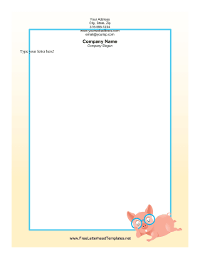 Pig with Glasses Letterhead Letterhead Template