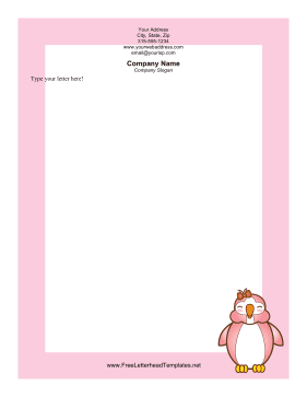 Pink Penguin Letterhead Letterhead Template