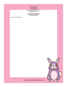 Easter Letterhead with a Purple Rabbit Letterhead Template