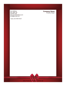 Red Bow Valentines Letterhead Letterhead Template