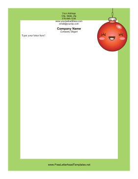 Red Christmas Ornament Letterhead Template