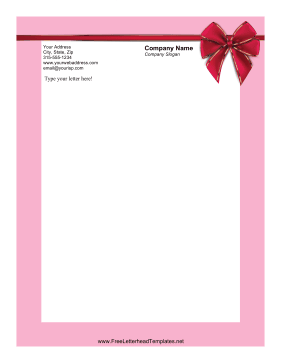 Red Ribbon Valentines Letterhead Letterhead Template