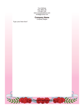 Rose Scroll Valentines Letterhead Letterhead Template