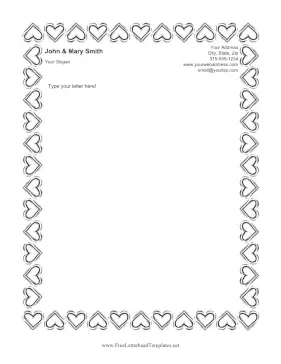 Rotating Hearts Black and White Letterhead Template