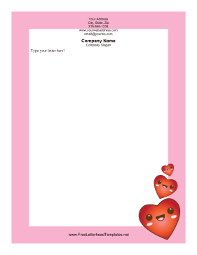 Smiling Hearts Valentines Letterhead Letterhead Template