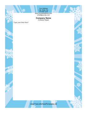 Snowflake Blue Christmas Letterhead Template