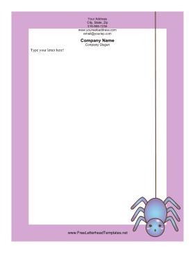 Spider Purple Halloween Letterhead Letterhead Template