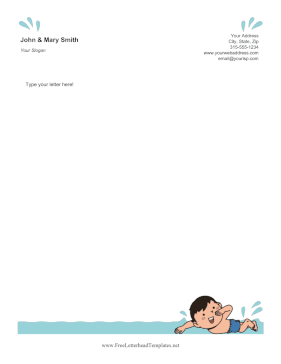 Swimmer Kid Letterhead Template