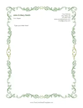 Swirling Green Vines Letterhead Template