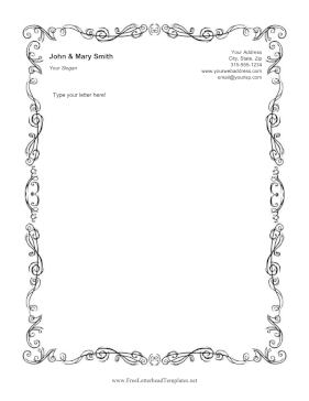 Swirling Vines Letterhead Template