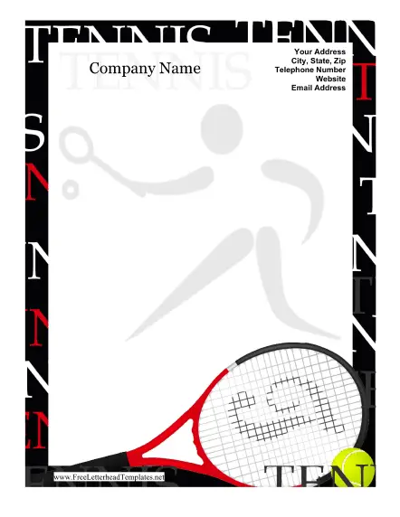 Tennis Letterhead Letterhead Template