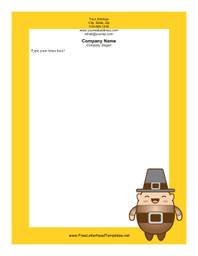 Thanksgiving Pilgrim Letterhead Letterhead Template