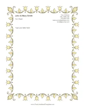 Tulip Border Yellow Letterhead Template