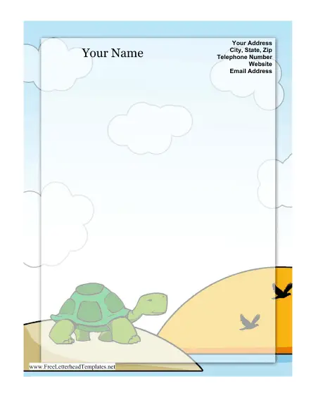 Turtle Kid Letterhead Letterhead Template