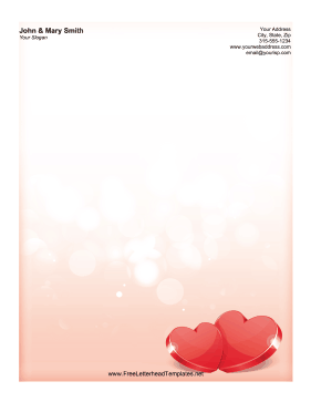 Two Hearts Valentine Letterhead Letterhead Template