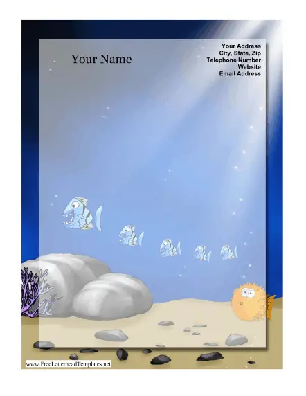 Underwater Kid Letterhead Letterhead Template